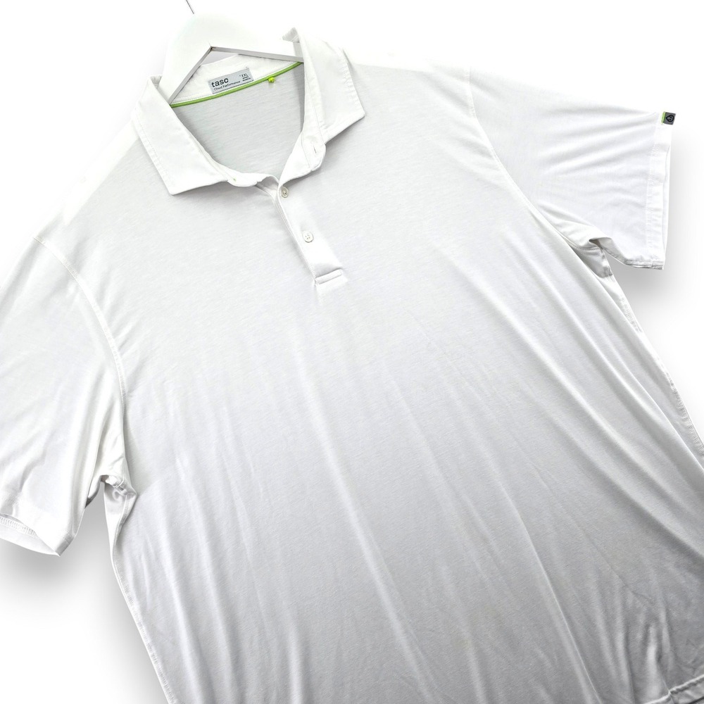 Tasc Performance Mens Polo Shirt XXL White Micro Modal Blend Short Sleeve Solid